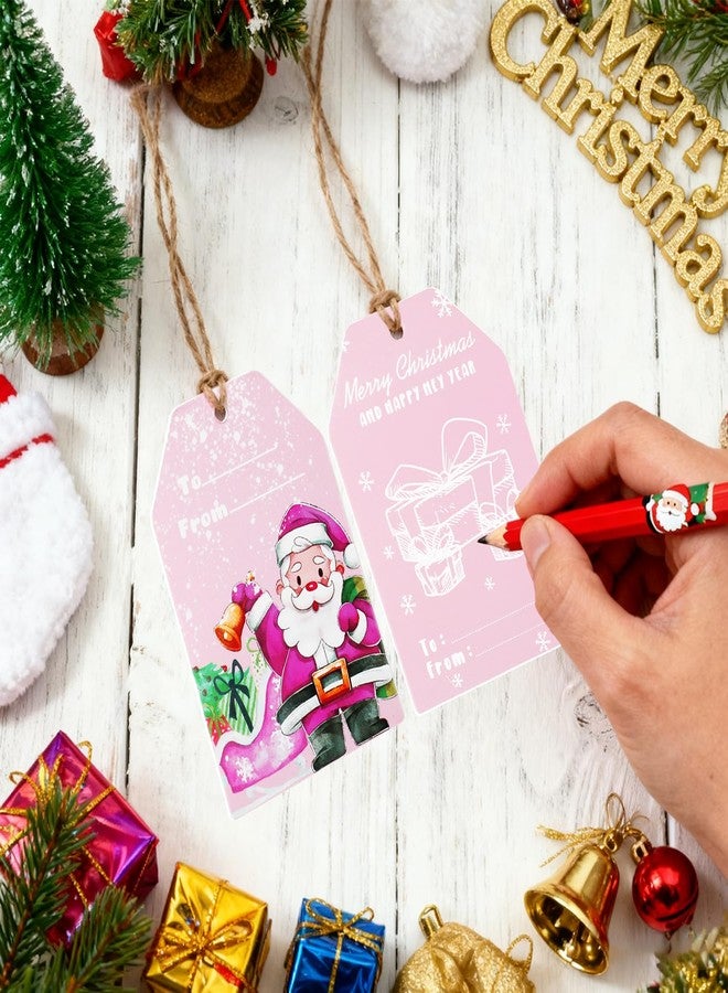 rolyta 120 Pcs Pink Christmas Gift Tags with String, Christmas Name Tags for Holiday Gift Wrapping, Party Decorations and DIY Crafts - Image 4